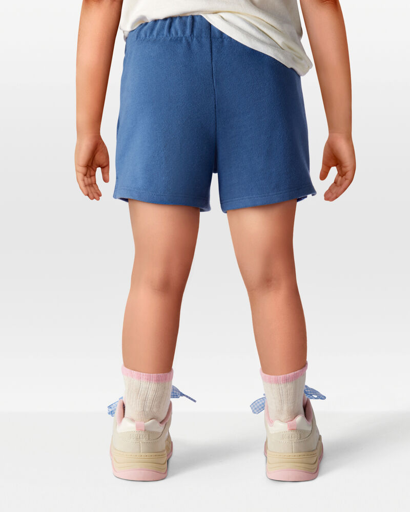 Toddler Pull-On French Terry Shorts - Blue, image 3 of 6 slides