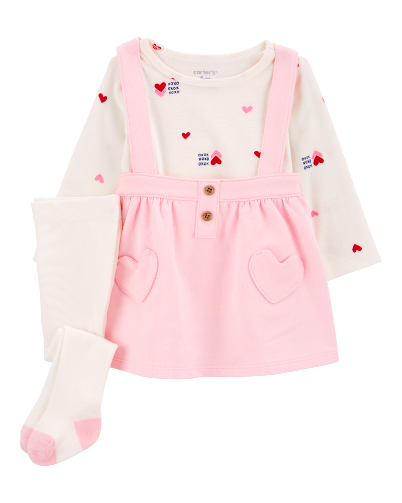 Baby 3-Piece Heart Print Jumper Set, image 1 of 6 slides