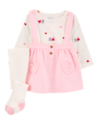 Baby 3-Piece Heart Print Jumper Set, image 1 of 6 slides