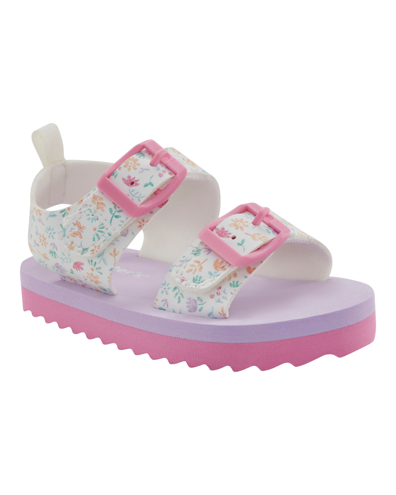 Toddler Casual Floral Sandals - Pink/White, image 1 of 7 slides