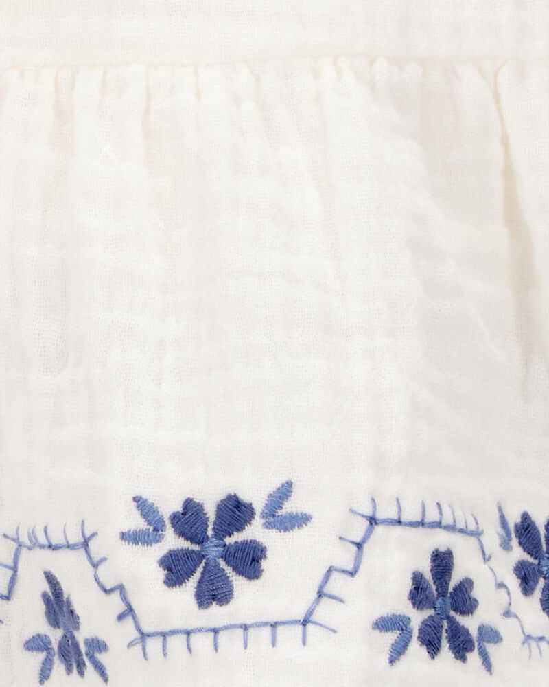 Toddler Floral Embroidered Gauze Skort - Ivory, image 5 of 6 slides