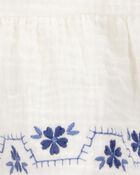 Toddler Floral Embroidered Gauze Skort - Ivory, image 5 of 6 slides