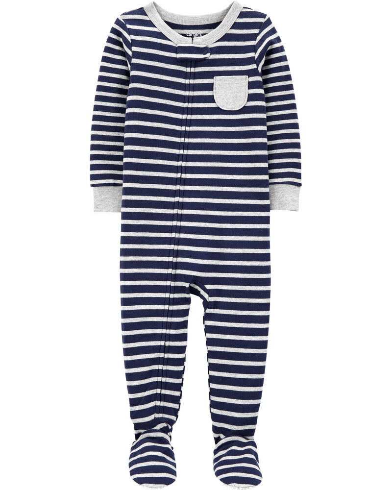 Baby 1-Piece Striped 100% Snug Fit Cotton Pajamas, image 1 of 3 slides