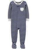 Navy - Baby 1-Piece Striped 100% Snug Fit Cotton Pajamas