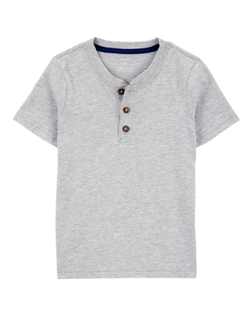 Baby Boy Short-Sleeve Henley Tee - Grey, 