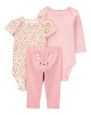 Baby Girl 3-Piece Floral Mouse Little Character Set® - Pink, 
