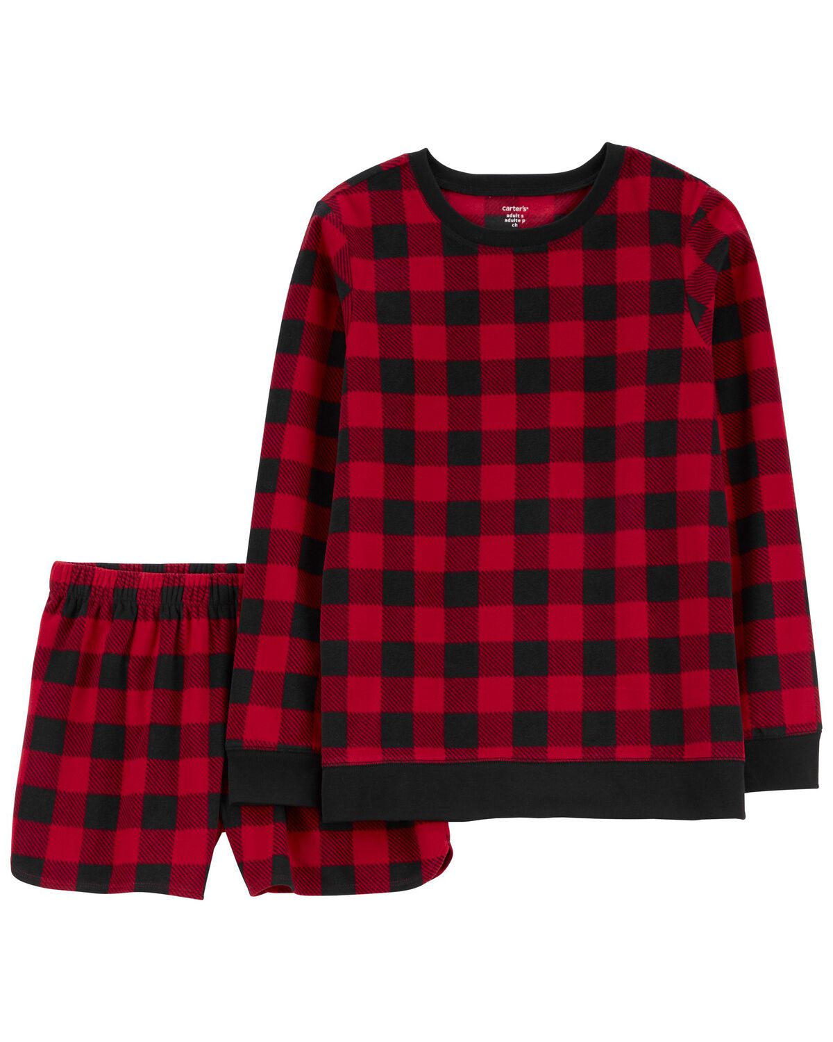 Adult 2-Piece Buffalo Check Fleece Pajamas