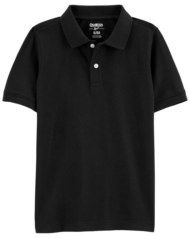 Kid Black Piqué Polo Shirt, image 1 of 3 slides