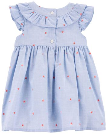 Baby Heart Print Flutter Babydoll Dress, 