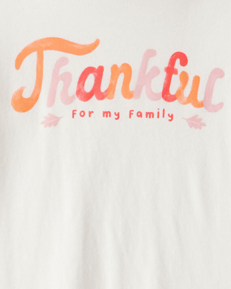 Girls Thankful Long-Sleeve Graphic Tee - White, image 2 of 3 slides