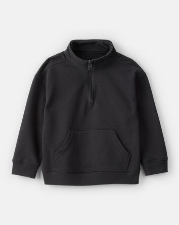 Toddler Boy Solid Fleece Quarter Zip Sweatshirt - Black, 