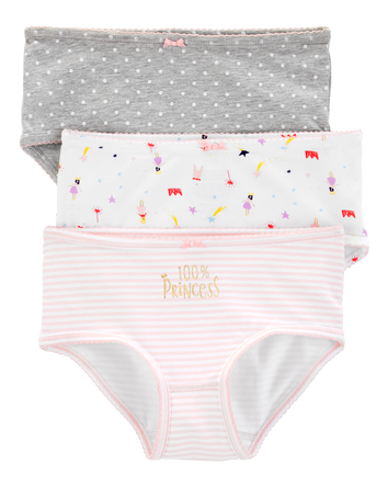 3-Pack Princess Print Brief Cotton Underwear, 