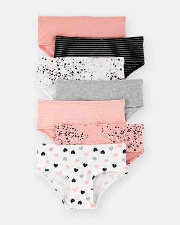 Toddler Girl 7-Pack Heart Print Brief Underwear - Orange/Black, 