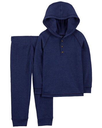 Toddler 2-Piece Thermal Hooded Tee & Jogger Set, 