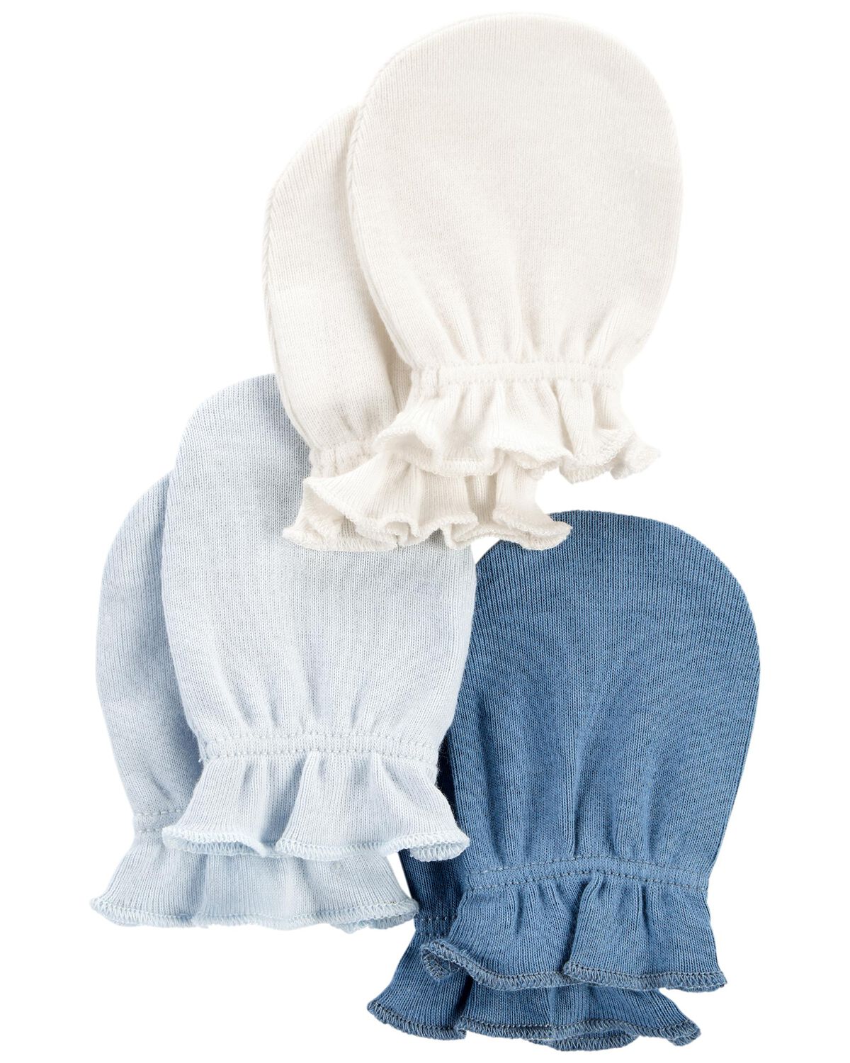 Blue/Ivory Baby 3Pack Mittens