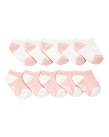 Baby 10-Pack No Show Socks - Pink/White, 