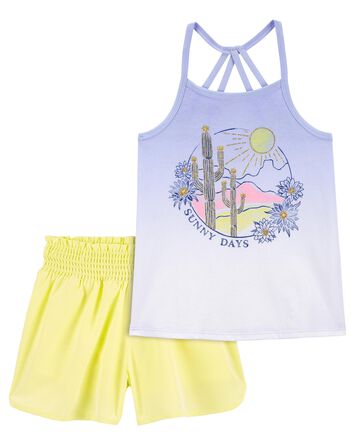 Kid 2-Piece Graphic Tank & Moisture Wicking Active Shorts Set, 