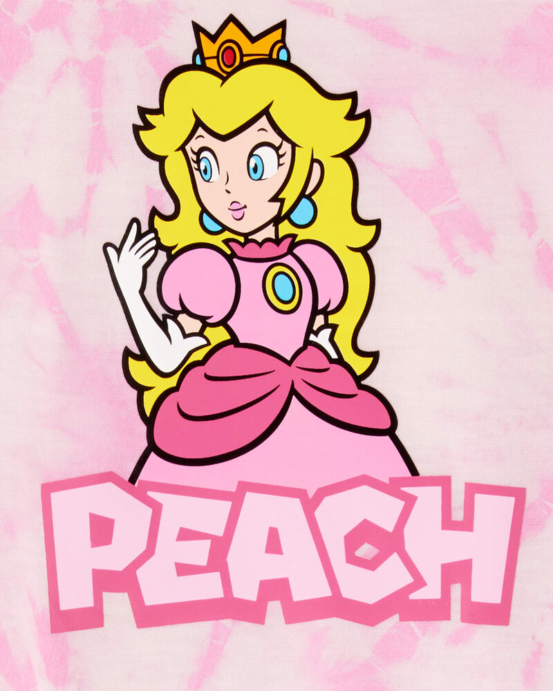 Kid Super Mario Bros™ Princess Peach Print Loose Fit 2-Piece Pajamas - Pink, image 2 of 3 slides