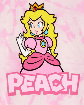 Kid Super Mario Bros™ Princess Peach Print Loose Fit 2-Piece Pajamas - Pink, 