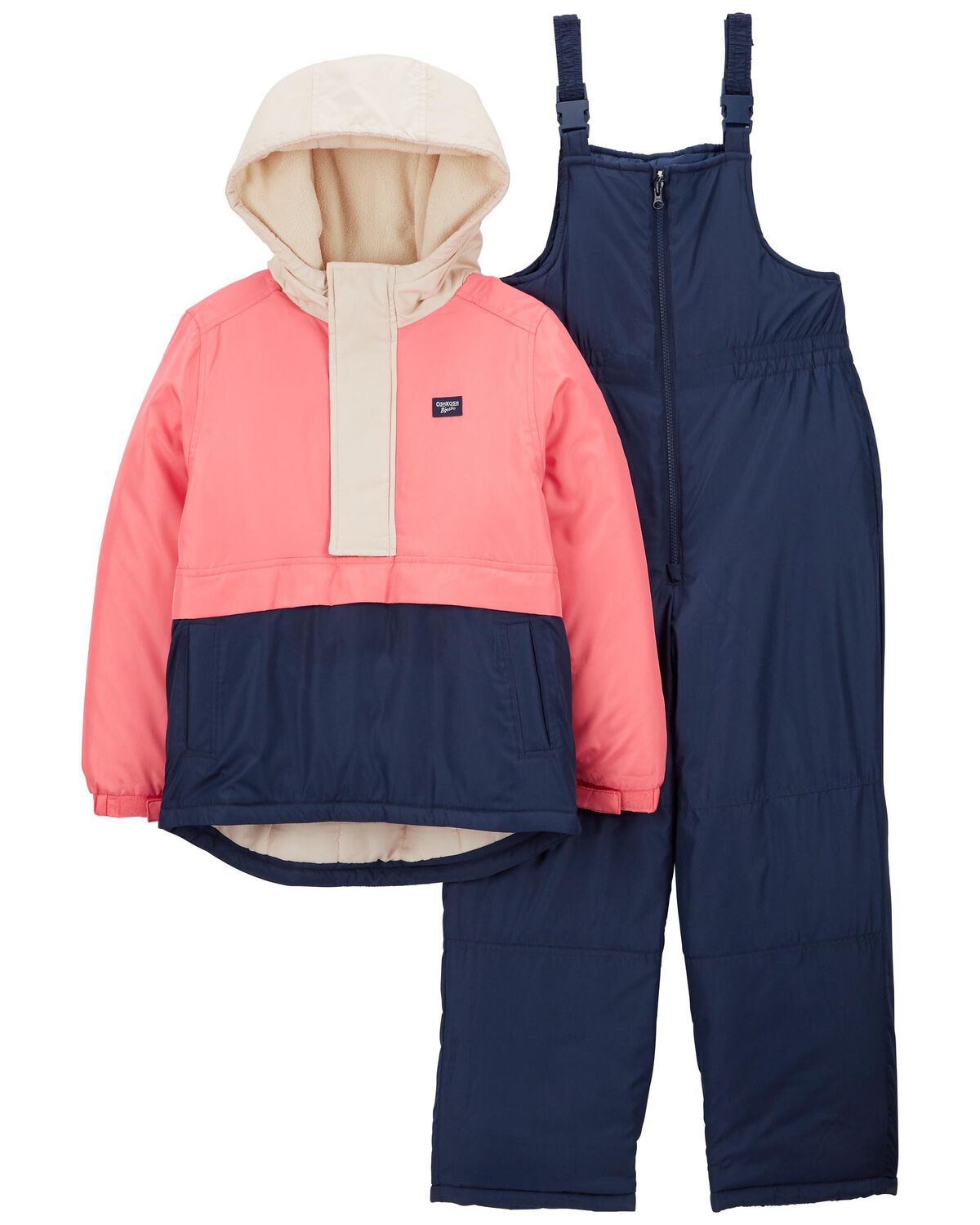Pink/Navy Kid 2Piece Hooded Snowsuit