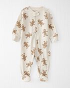 Baby Organic Cotton Sleep & Play in Gingerbread Cookie Pajamas, image 1 of 3 slides