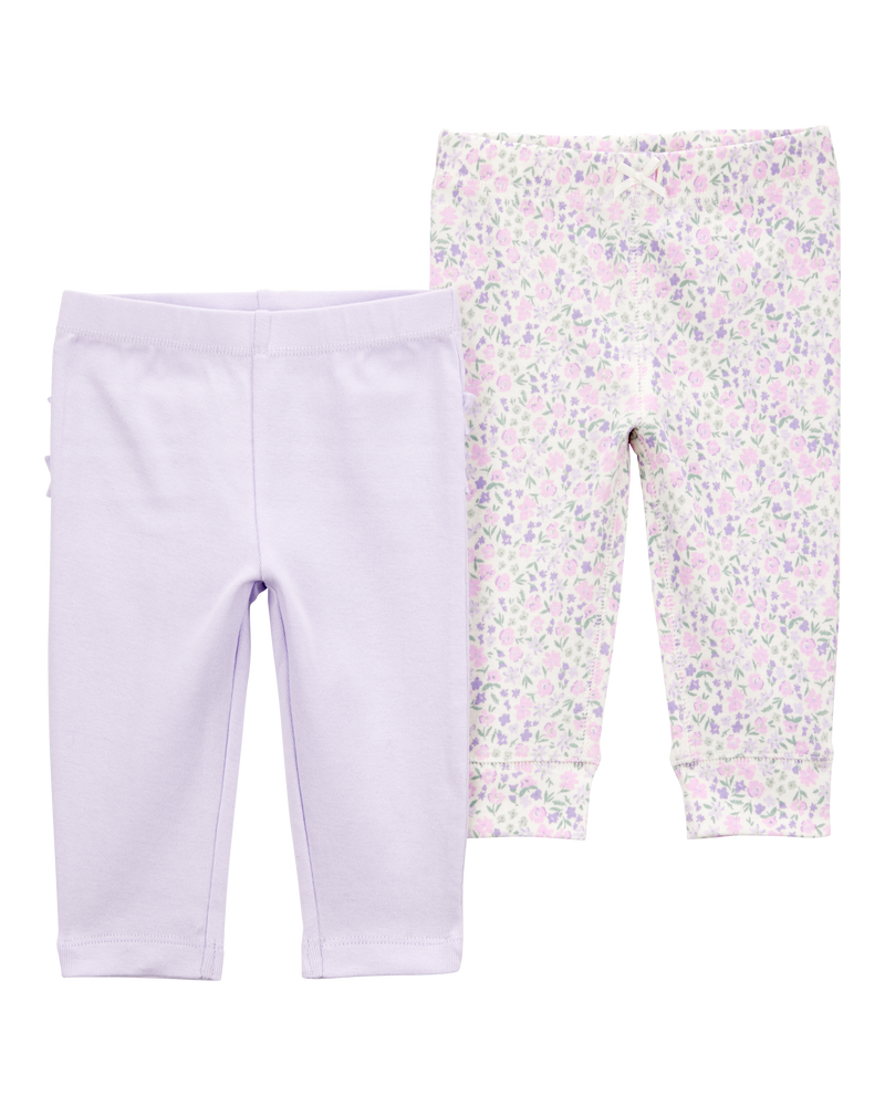 Baby Floral 2-Pack Pants, image 1 of 5 slides