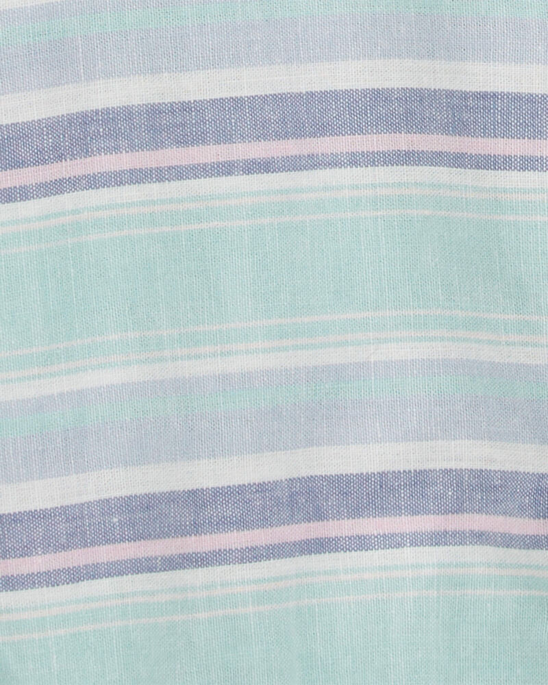 Baby Striped Button-Front Linen Blend Bodysuit, image 2 of 3 slides
