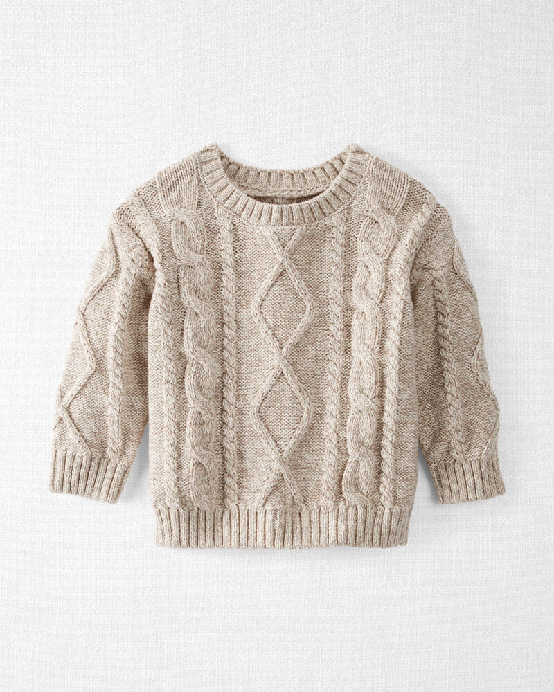 Baby Organic Cotton Cable Knit Sweater in Toasted Wheat
, image 1 of 4 slides
