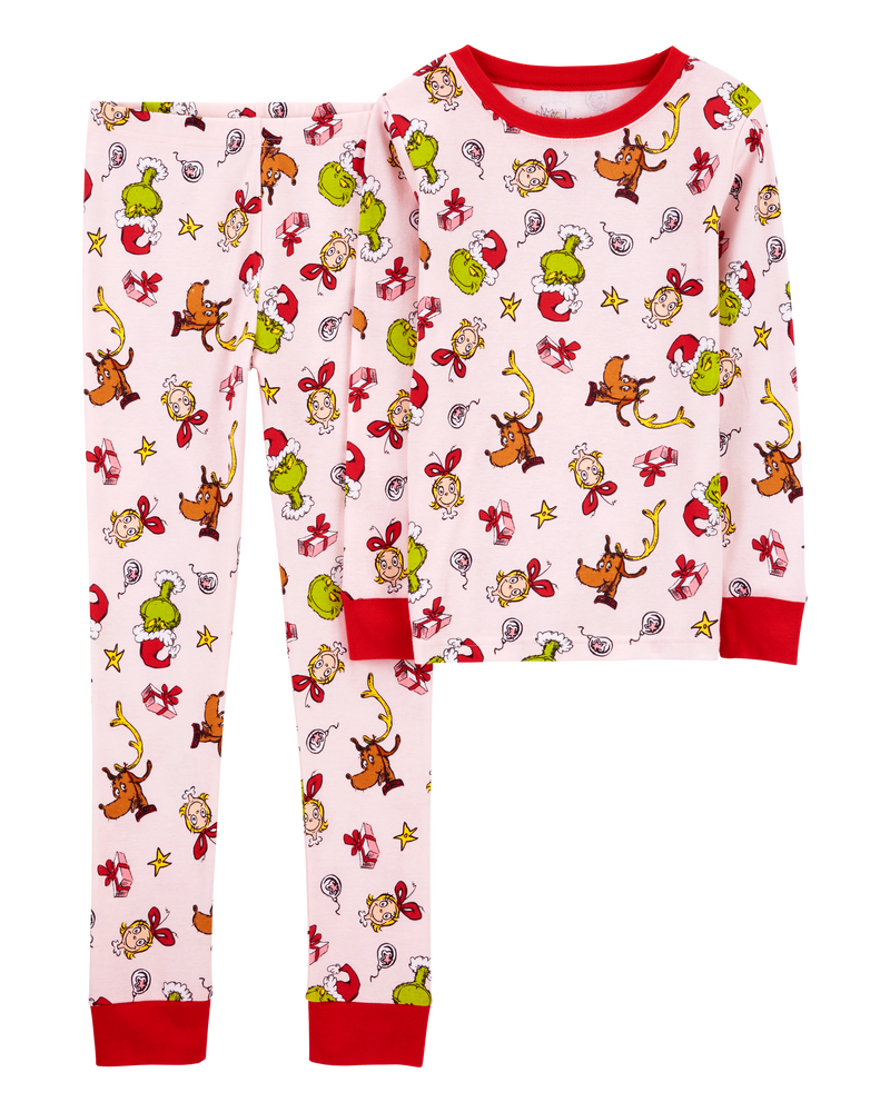 Kid 2-Piece Christmas Grinch 100% Snug Fit Cotton Pajamas, image 1 of 3 slides