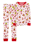 Kid 2-Piece Christmas Grinch 100% Snug Fit Cotton Pajamas, image 1 of 3 slides
