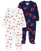 Baby 2-Pack 2-Way Zip Cotton Sleep & Play Pajamas, image 1 of 4 slides