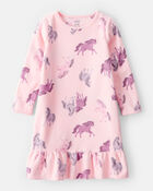Girls Unicorn Fleece Loose Fit Night Gown - Pink, image 1 of 3 slides