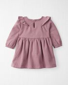 Baby Long-Sleeve Ruffle Dress Made with Organic Cotton in Desert Mauve, image 2 of 6 slides