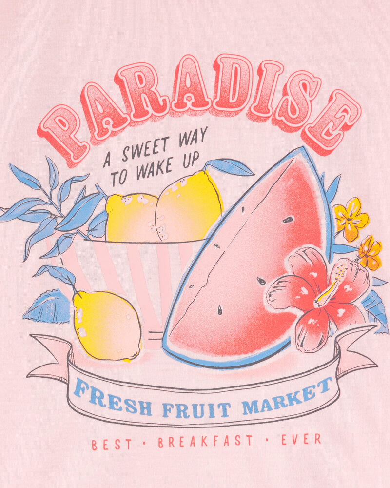 Girls 2-Piece Fruit Print Loose Fit Pajamas, image 2 of 3 slides