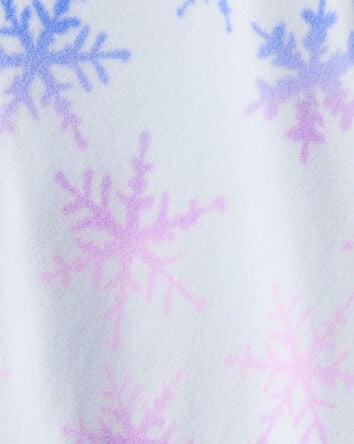 Girls Snowflake Fleece Long-Sleeve Loose Fit 1-Piece Pajamas - Blue, 