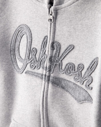 Boys OshKosh Fleece Logo Zip Jacket - Grey, 