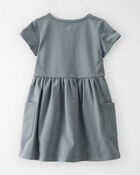 Toddler Organic Cotton Pocket Dress in Aqua Slate, image 2 of 5 slides