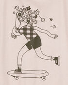 Kid Floral Skater Girl Graphic Tee - Tan, image 2 of 3 slides