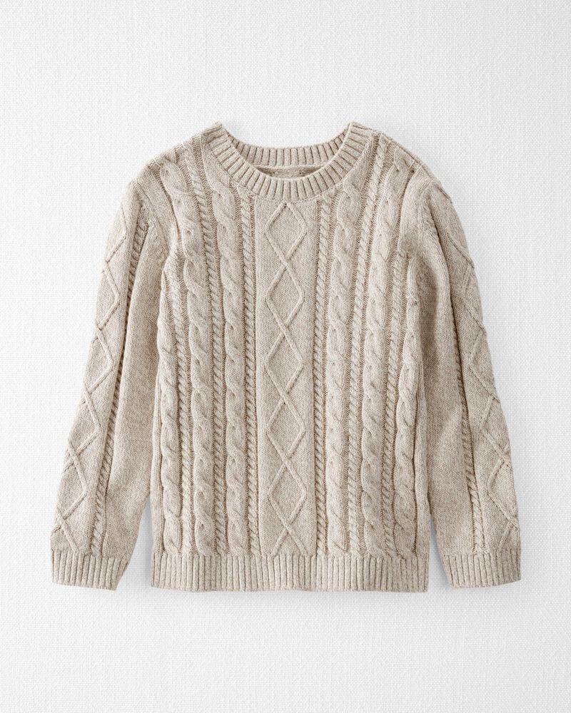 Kid Organic Cotton Cable Knit Sweater in Toasted Wheat, image 1 of 4 slides