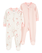 Baby 2-Pack 2-Way Zip Cotton Sleep & Play Pajamas, image 1 of 5 slides