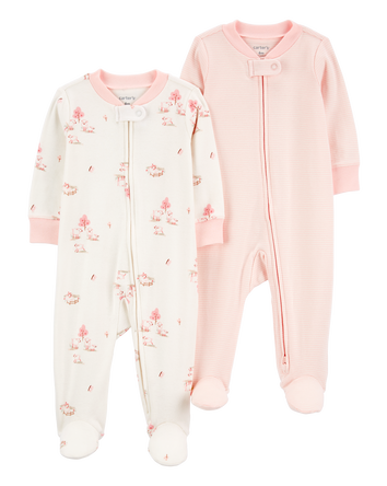 Baby 2-Pack 2-Way Zip Cotton Sleep & Play Pajamas, 