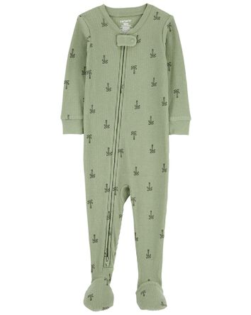 Baby 1-Piece Palm Tree Thermal Footie Pajamas, 
