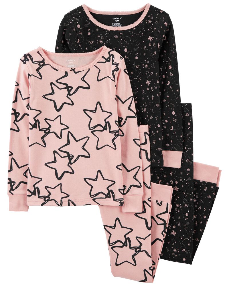 Kid 4-Piece Stars 100% Snug Fit Cotton Pajamas, image 1 of 4 slides