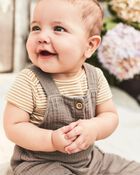Baby Organic Cotton Gauze Overalls in Taupe, image 5 of 6 slides