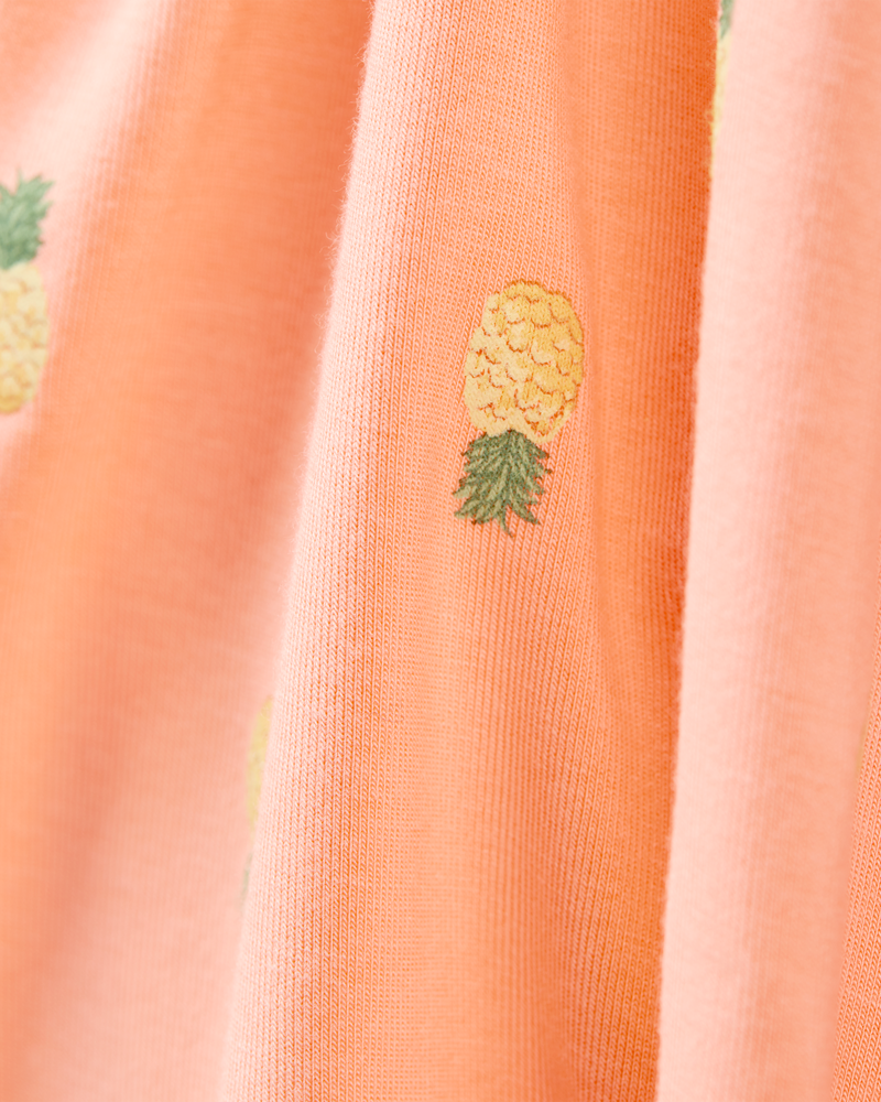 Baby Girl Pineapple Print PurelySoft Bodysuit Dress - Coral, image 2 of 5 slides