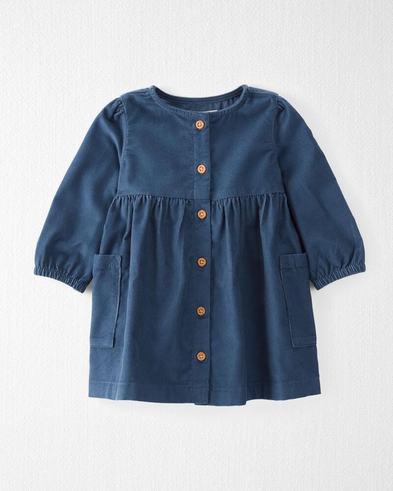 Baby Organic Cotton Corduroy Pocket Dress in Dark Sea Blue, image 1 of 6 slides