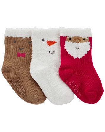 Baby 3-Pack Christmas Booties, 