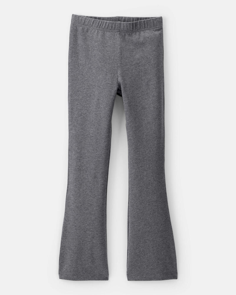 Kid Solid Cotton Flare Stretch Leggings - Grey, image 1 of 4 slides