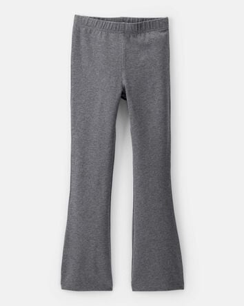 Kid Solid Cotton Flare Stretch Leggings - Grey, 