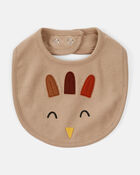 Baby Thanksgiving Turkey Cotton Bib - Brown, image 1 of 3 slides